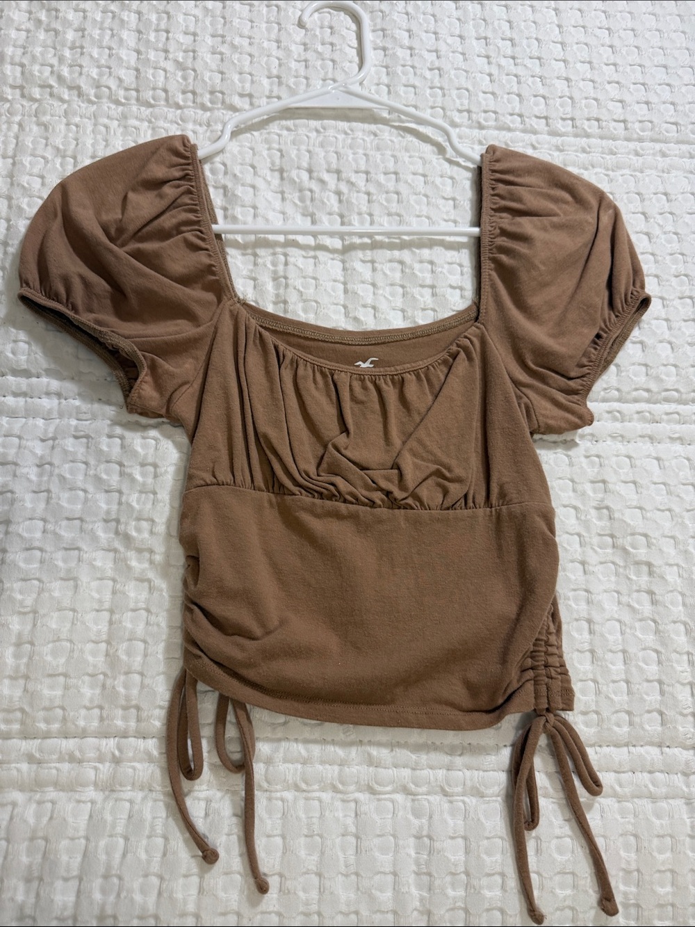 Hollister Brown Square-Neck Drawstring Crop Top
